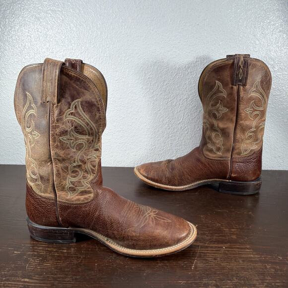 Tony Lama Men’s 7941 Cognac Conquistador 11 D Leather Western Cowboy Boots EUC